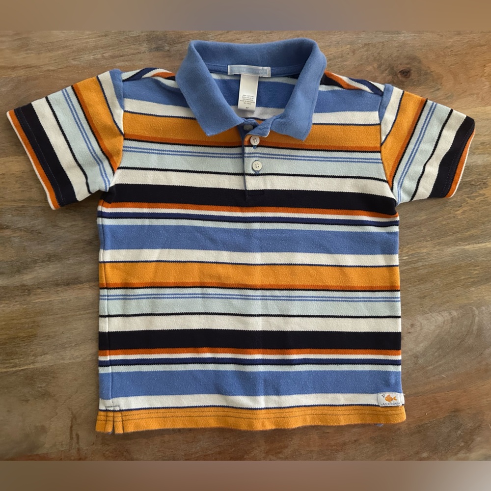 Janie and Jack Striped Kids Polo Shirt - Blue, Orange